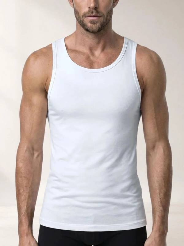 Hvid bambus tanktop til mænd