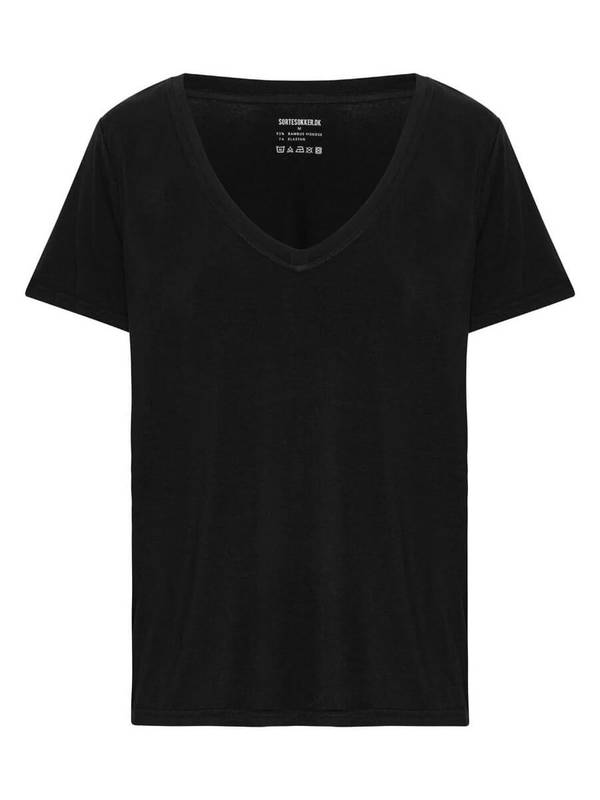 Bambus t-shirt med V-hals til damer, sort – alternativt billede
