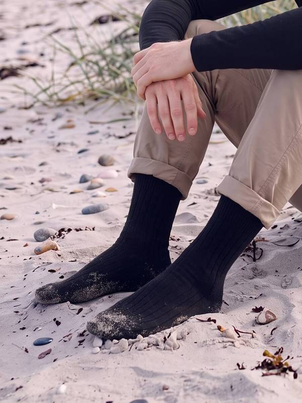 Sorte herre uldsokker med cashmere, str. 40-45