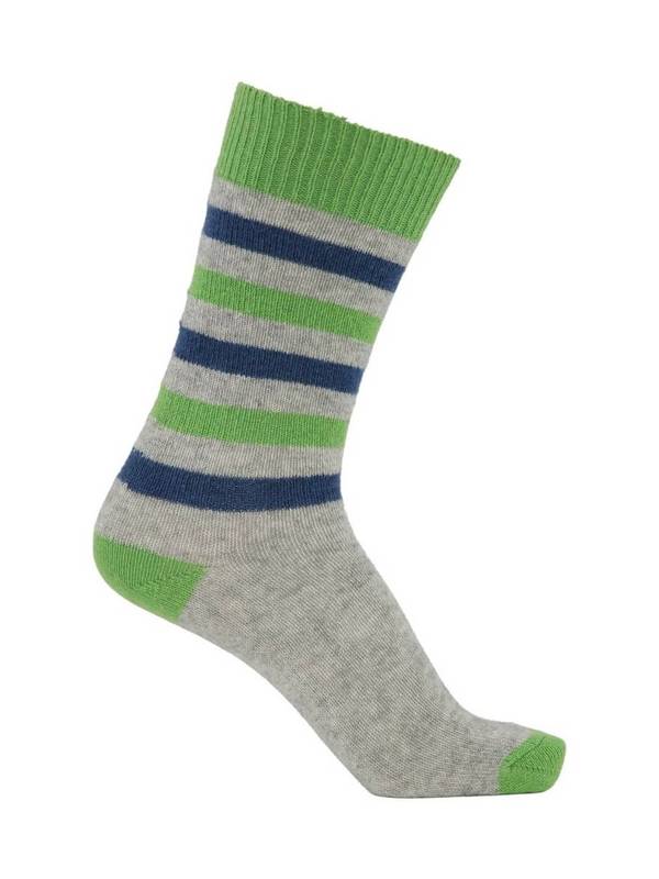 Uldsokker med cashmere - Grå med grønne striber str. 40-45 – alternativt billede