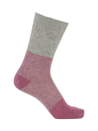 Uldsokker med cashmere - Lys grå & rosa str. 40-45