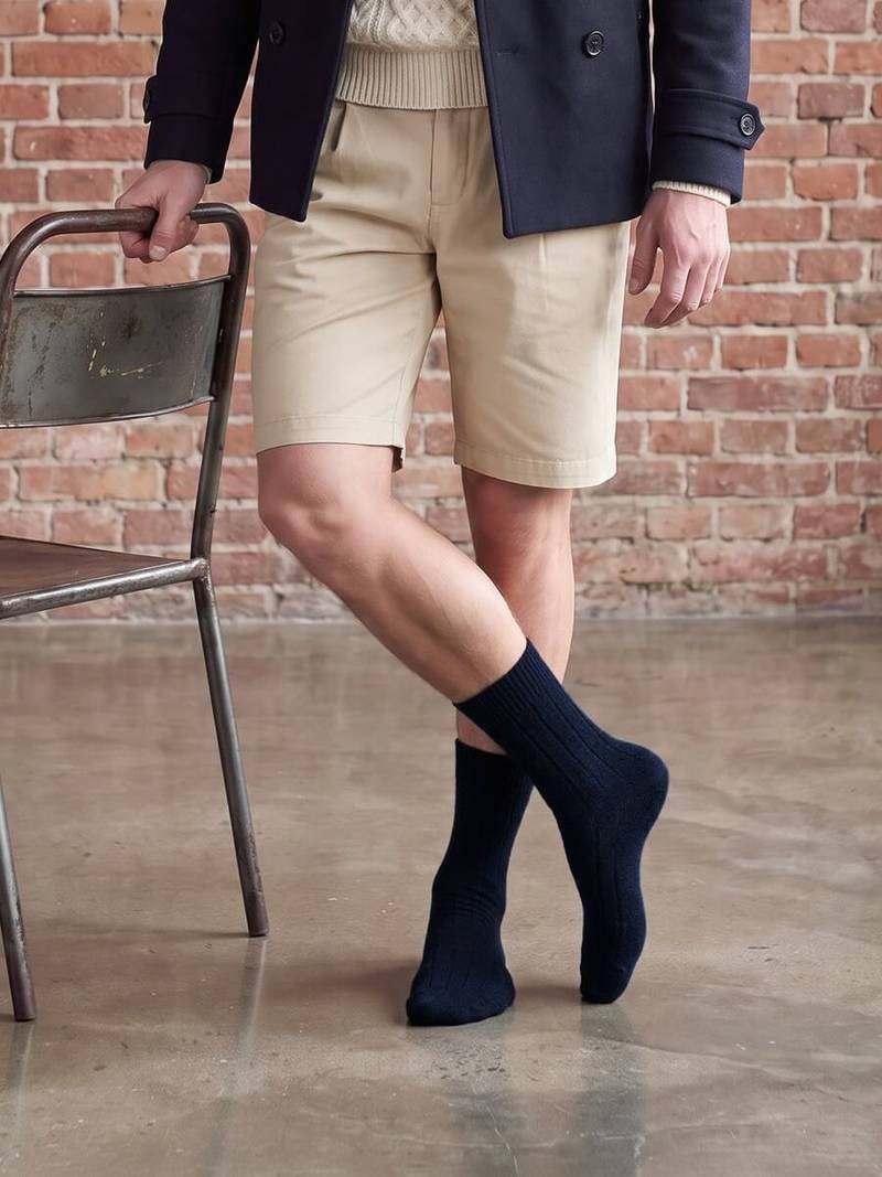 Navy uldsokker med cashmere str. 40-45