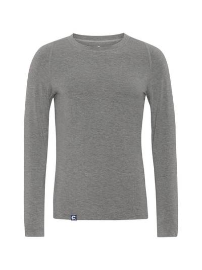Langærmet t-shirt med merinould, mand, Coastland of Denmark, grå