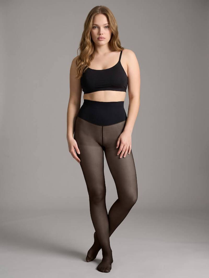 Termo strømpebukser med fleece & shapewear, 280 denier