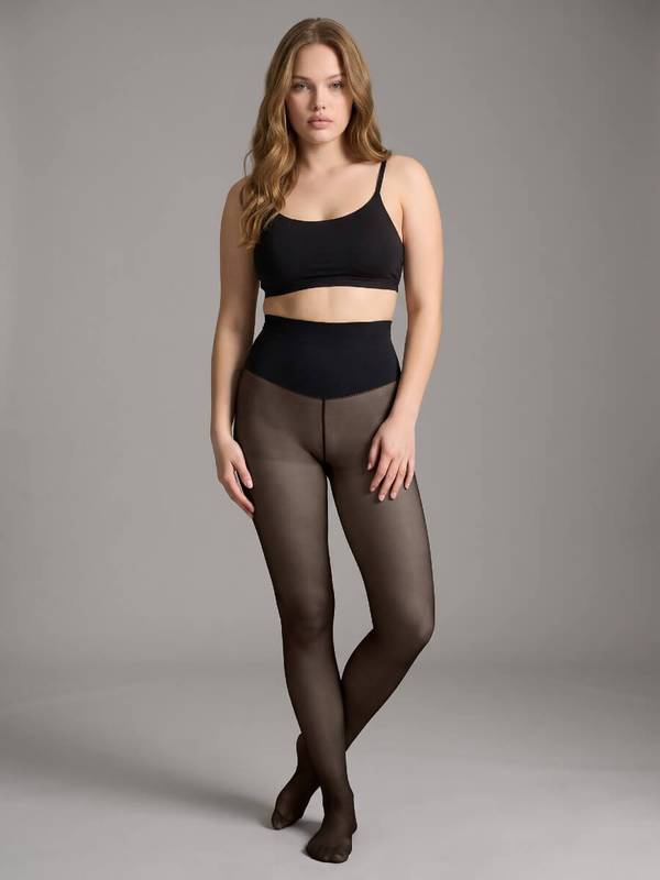 Fleece strømpebukser med termo & shapewear, 280 denier