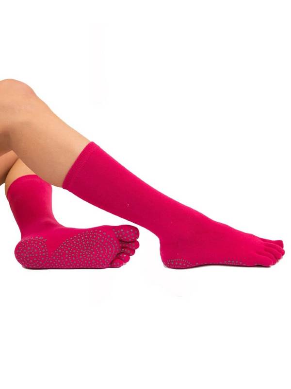 Pink TOETOE yoga & pilates mid-calf anti-slip sokker – alternativt billede