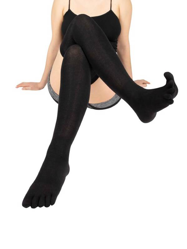 Sorte over Knee tåstrømper TOETOE Essential - One-size