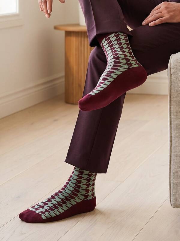 Bordeaux & grøn ternet sokker fra Socks CPH