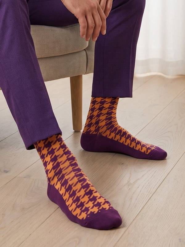 Lilla & orange ternet sokker fra Socks CPH