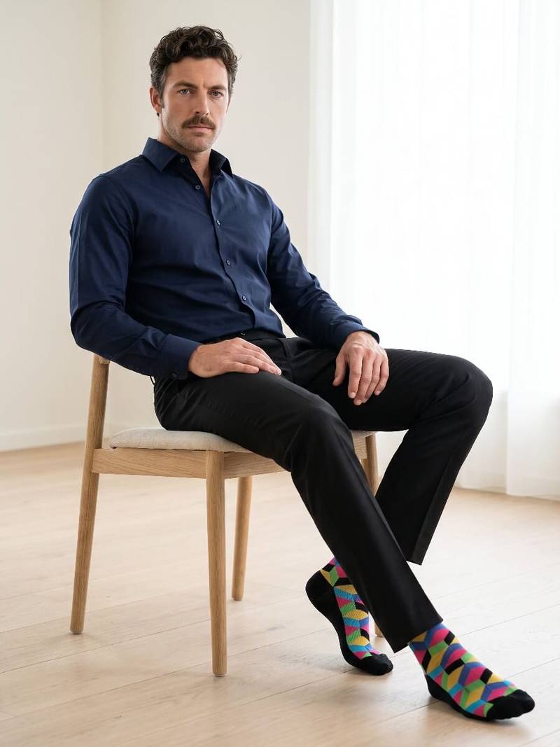 Multifarvede strømper med box mønster, Socks CPH